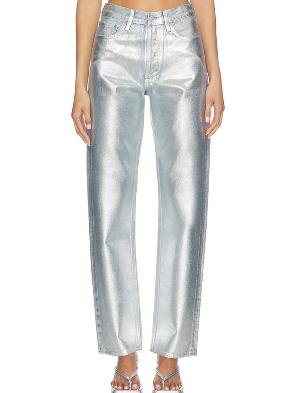 NWT AGOLDE 90's Mid Rise Loose Fit Jeans in Tinfoil